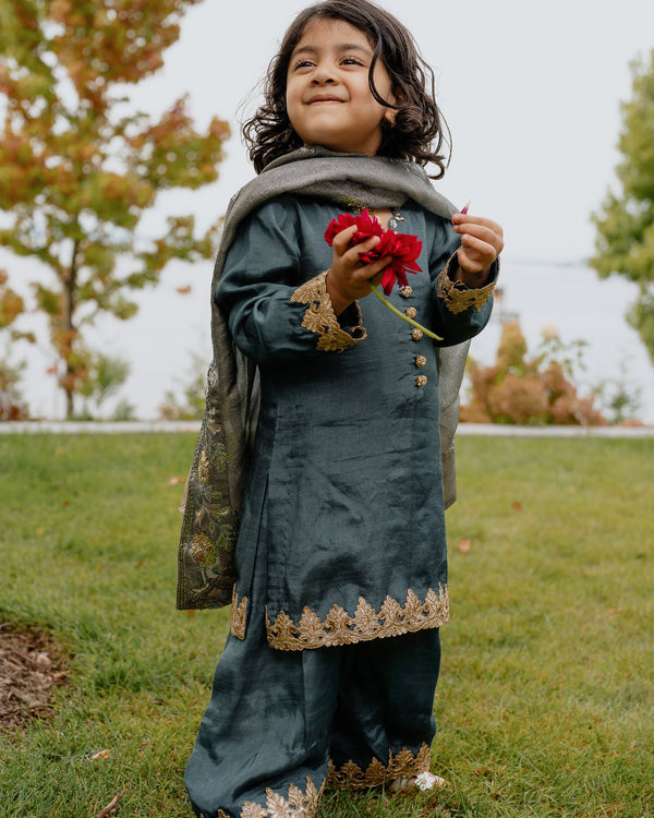 Noora Kids 3 Piece Stitched Suit