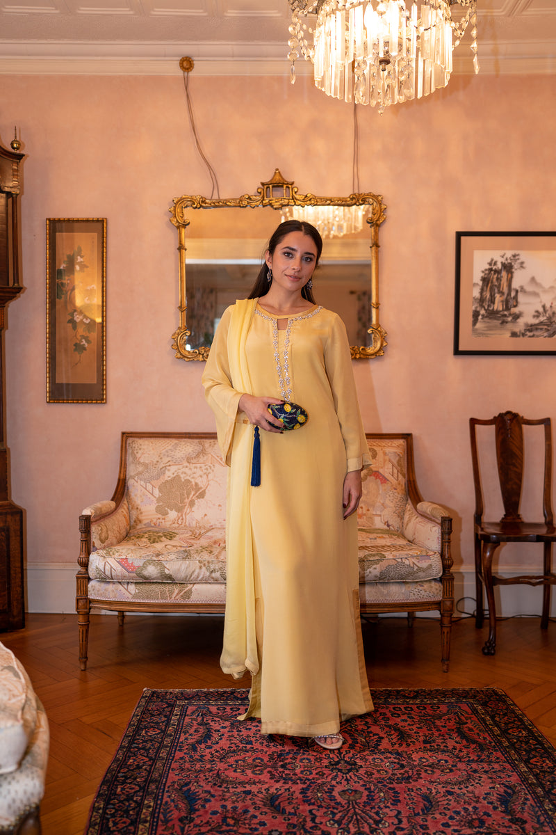 Saffron 3 Piece Stitched Suit