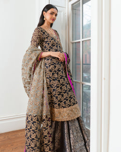 Amrita 3 Piece Stitched Suit (Navy Blue) Ready to Ship